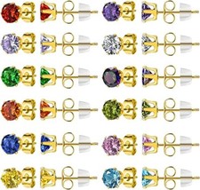 14K Gold Plated Stud Earring Stainless steel 4MM Jewelry Earring for Women