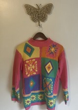 Vintage 80s Pink Cotton Sweater Size Small Excellent Condition
