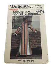 Butterick Sewing Pattern 3384 Pull Over Caftan 1970s Ankle Length Small 8 10