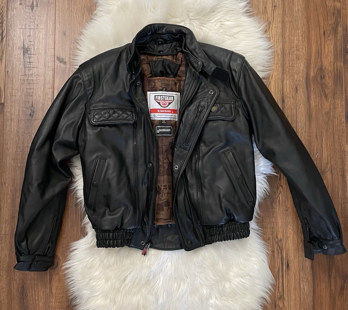 VINTAGE FIRSTGEAR by Hein Gericke, Leather Motorcycle Jacket Black