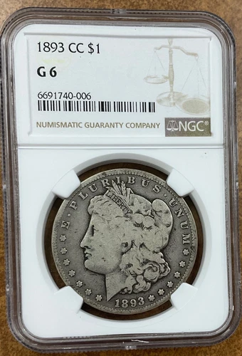 1893-CC Morgan silver dollar NGC G6.