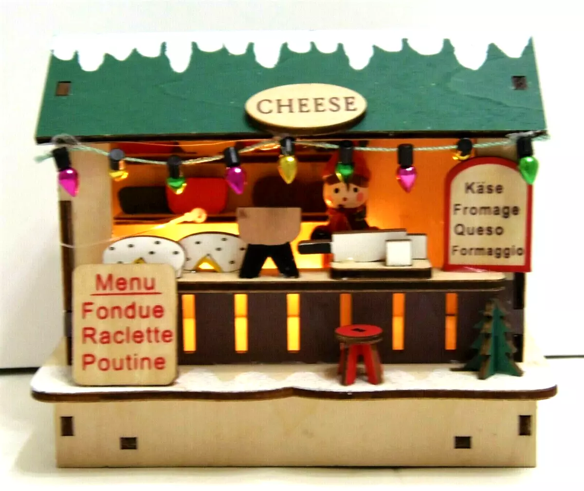 Cheese House Table Christmas Decoration Light Up Wood 5 x 5