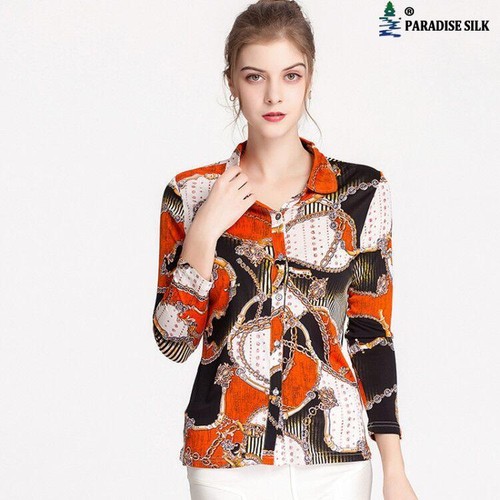 Women Silk Knit Long Sleeve Shirt  Women's 100% Natural Silk Knitted Fashion ... - Afbeelding 1 van 10