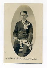 Lawrence MA Chas Klemm Photographer,  1908 RPPC postcard, John K Tarbox, diploma