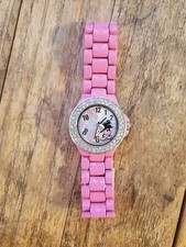 Disney Minnie Mouse Pink Stone Watch Silver Stainless Steel Needs New Battery