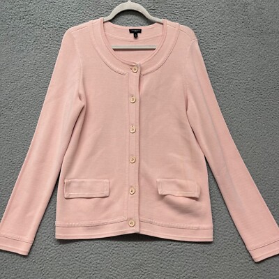 Talbots Sweater Womens X (0X) Pink Cotton Cardigan Old Money Classy Elegant
