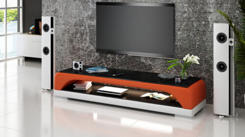 RTV TV SIDEBOARD LEATHER GLASS TABLE TELEVISION CABINET TABLE DESIGNER LOWBOARD Mo.H!-