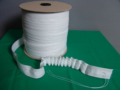 1,20 /m 1 Meter Gardinenband/Kräuselband 25 mm breit, Farbe weiß, Meterware, Neu