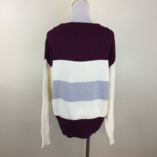 Neu mit Etikett Lucky Brand Damenpullover burgunderrot mehrfarbig breit gestreift Größe Small lockere Passform - Bild 6 von 6