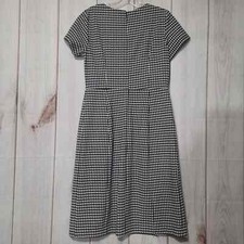 Houndstooth Dress Black White Career Workwear Fitted Double Breasted