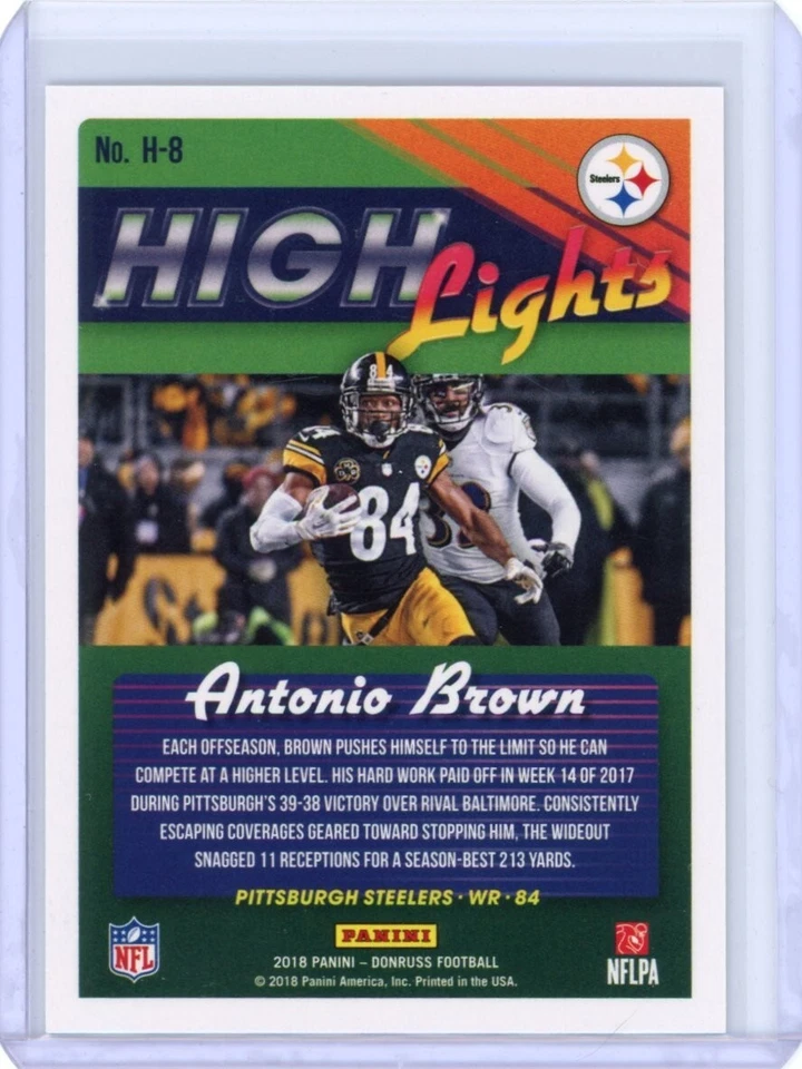 2018 Donruss Antonio Brown HighLights /100 - Pittsburgh Steelers - Image 2 of 2