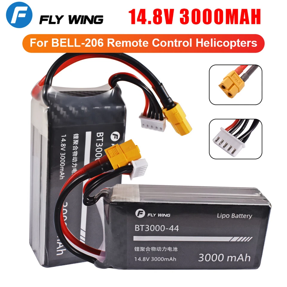 Fly Wing 14.8V 3000mAh Lipo Akku für Flywing UH-1 / UH-1 V4 / Bell-206 Helis