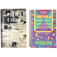 Mensa Book of Words Games + Power Elite 2 Pb Book Bundle Dr Salny C Wright Mills