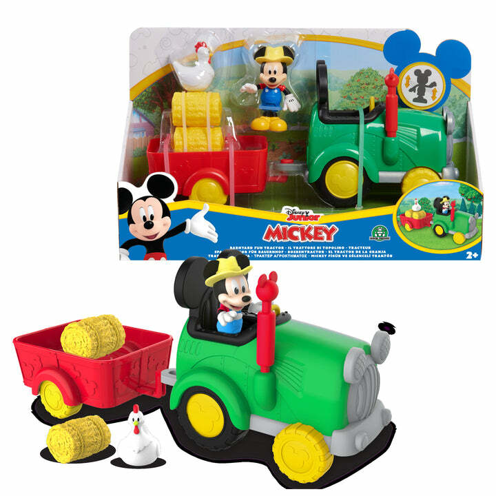 Il Trattore di Topolino con rimorchio con 1 personaggio da 8 cm