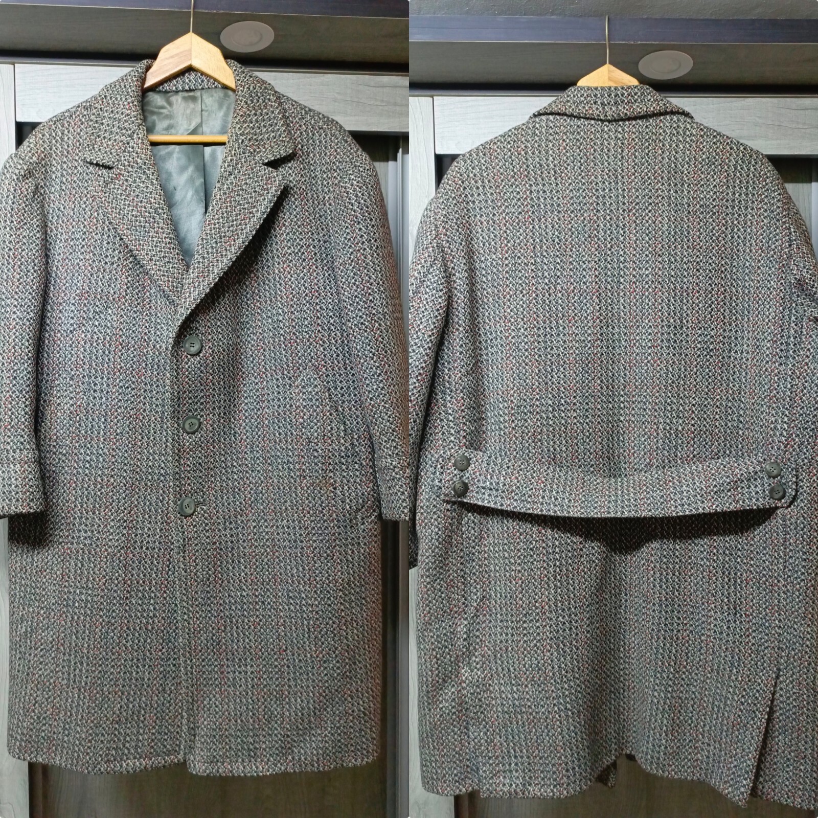 FILA Tuta soprabito anni 50 vintage Crombie sartoriale tutto pettinato tweed cintura anni 50S
