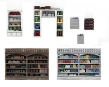 N Scale Store Interior Shelving Loaded with Goods and Merchandise unpainted