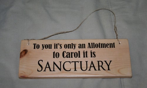 Allotment SANCTUARY Personalised Fun Home Office Garden Shop Sign Plaque Wood - Picture 3 of 5