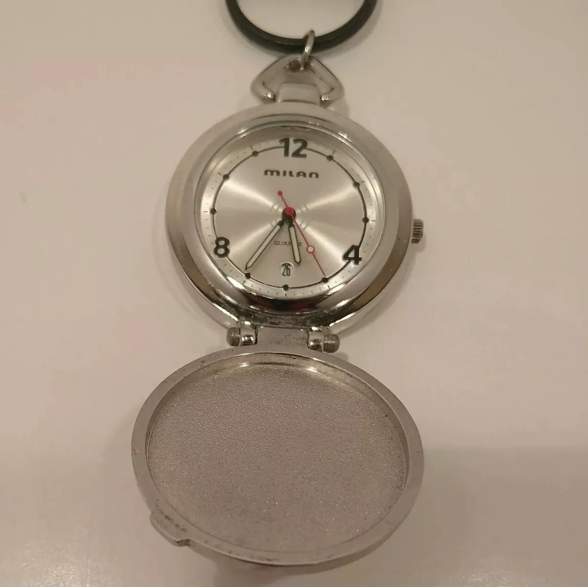 Men s Milan Quartz Pocket Watch Silver toned date displayed Japan
