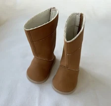 American Girl Doll Pretty & Plaid Outfit - tall Tan Knee High Boots Only EUC