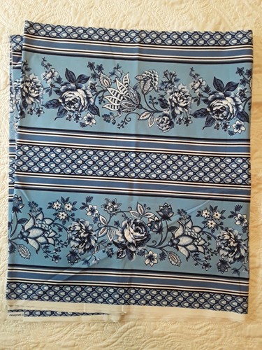 Maria Kalinowski Blue Eden Rose Stripe Cotton Fabric 42" x 2 Yds Benartex French - Picture 8 of 9