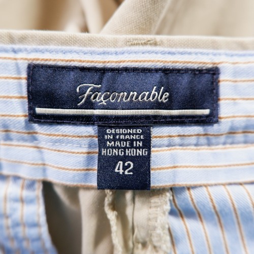 Faconnable Beige Flat Front Cotton Khakis Chinos Mens Pants 42 x 33 - Picture 8 of 9