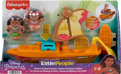 FISHER-PRICE Fisher Price Little People Moana & Maui’s Kanu Segelboot Spielset mit Figuren