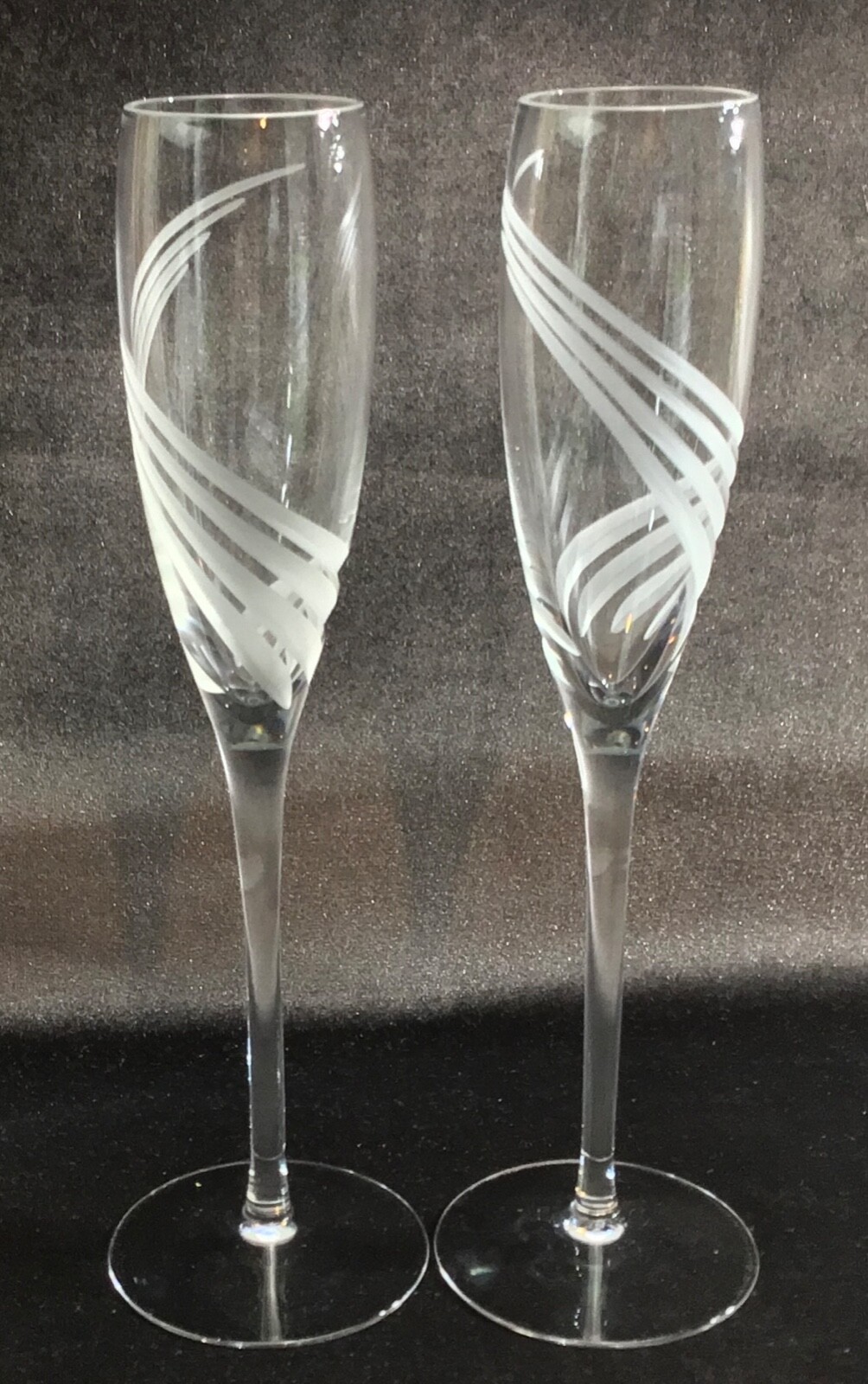 2 Lenox Windswept Champagne Flute Toasting Glasses 9 1/2" PERFECT! More