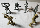 Vintage Army Soldier Lot XL 4"  Military Tan Green Toy Flame Thrower Grenade