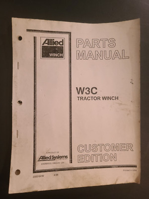 Allied Systems, W3C Tractor Winch, Parts Manual