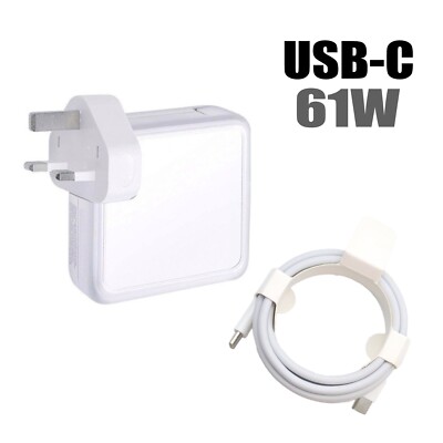 Ersatz für Apple MacBook Pro 61W USB-C Netzteil Ladegerät + Bonuskabel