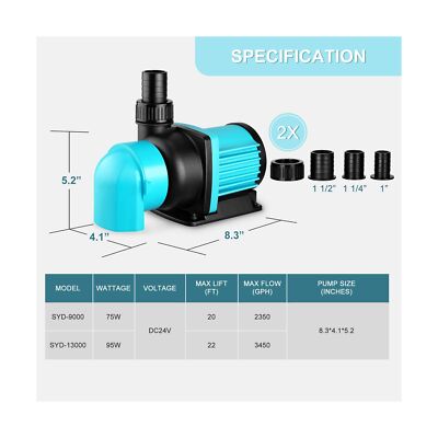 NATPOW Mini Bomba de Agua con LED Luces, 15W/850L/H Bombas de Agua