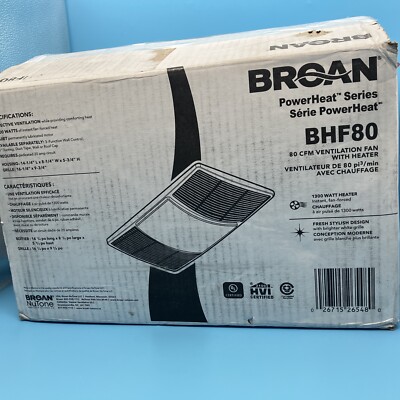 Broan NuTone BHF80 PowerHeat Bathroom Exhaust Fan 1300W Heater 80 CFM 1.5  Sones 26715265480 | eBay