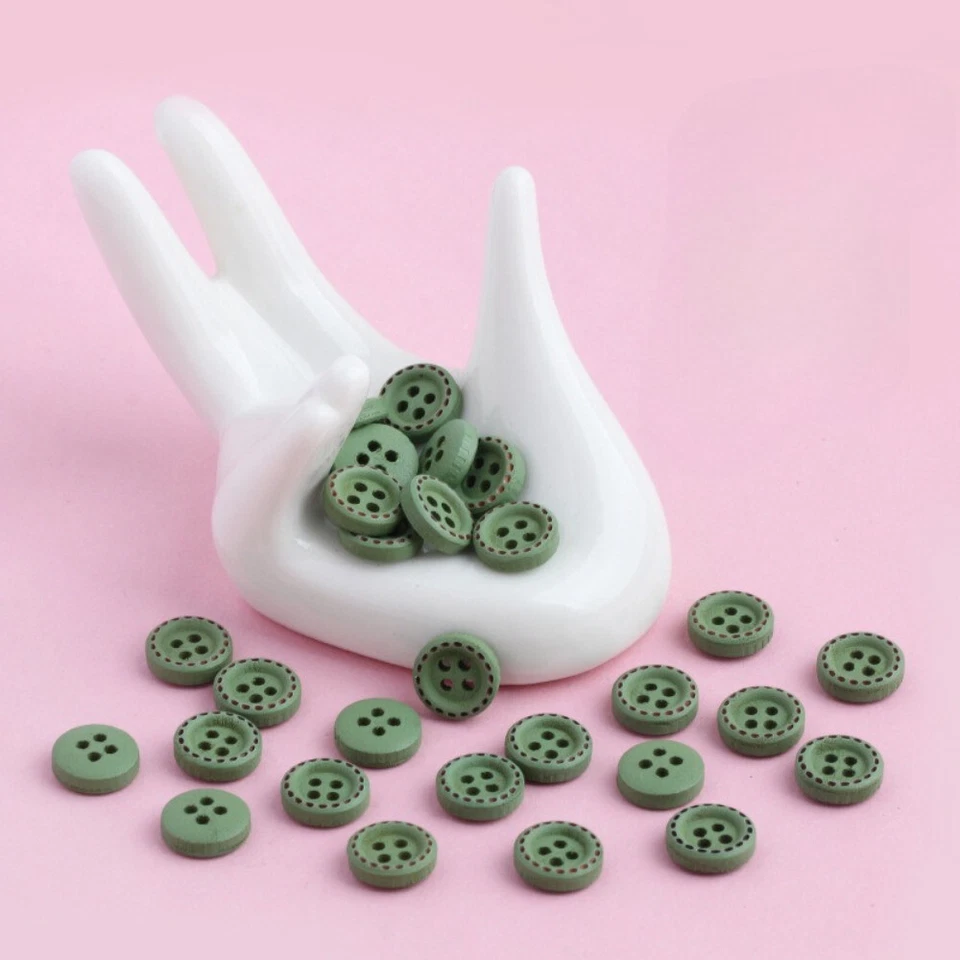 50 Pcs Colourful Wood Buttons Round for Dress Shirts Trimmings Craft Sewing - Image 2 of 4