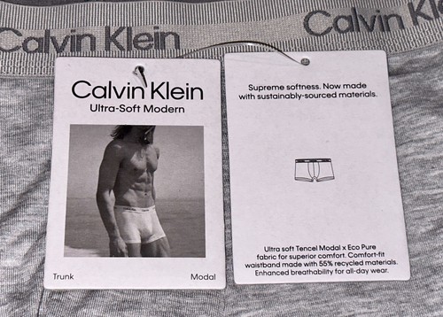 CALVIN KLEIN Ultra Soft Modern Modal Heather Grey Trunk Underwear Mens S M L XL - Picture 6 of 10