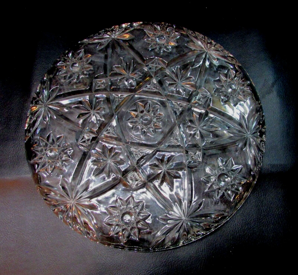 Bandeja redonda vintage Anchor Hocking EAPC vidrio transparente 11" diámetro estrella de David Foto 2 de 3