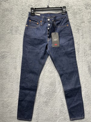 New Levi's Premium 501 S Skinny High Rise Big E Blue Jeans Womens Size 26x30