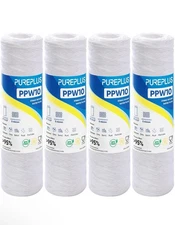 4X PUREPLUS filter for well water,5 micron whole house string wounwound sediment