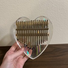 Rainbow Clear Kalimba Thumb Piano Heart Shaped 17 Key Solid Finger Piano Transpa