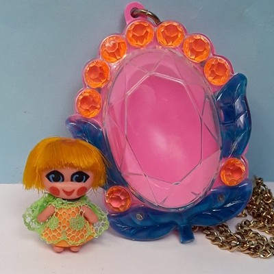 *Rare* Vintage Mattel Liddle Kiddles Jewelry Flower Locket Pendant w/Doll  VHTF