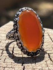 Vintage 835 Silver Carnelian dress  ring.  Size P