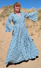 Long dress maxi blue cotton long hippy S M L XL 10 12 14 16 18 20 wedding summer