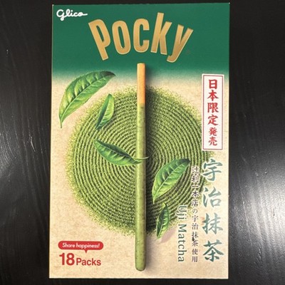 Glico Pocky Uji Matcha Green Tea Japanese Cookie & Biscuit Sweet Stick 18 Packs