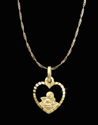 ECHT GOLD *** Herz Anhänger Engel Schutzengel, optional mit Kette - Picture 2 of 8