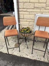 Vintage Bar Stools 1950’ Mid Century. Burnt Orange Upholstery.
