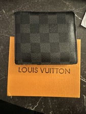 Authentic Louis Vuitton Multiple Bifold Wallet Damier Graphite Canvas Used, Fair