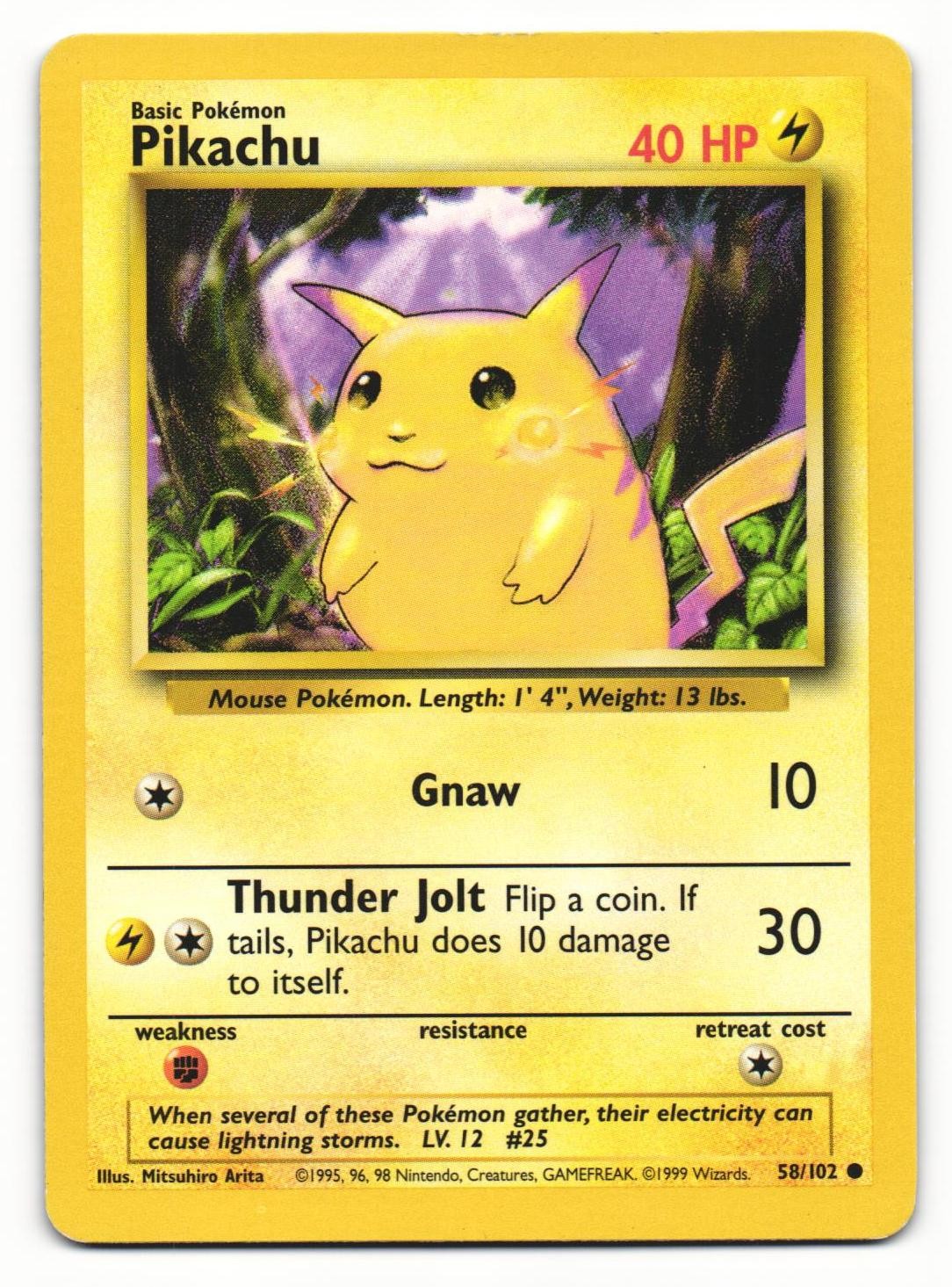 Pikachu 58/102 Common Base Set Pokemon MP