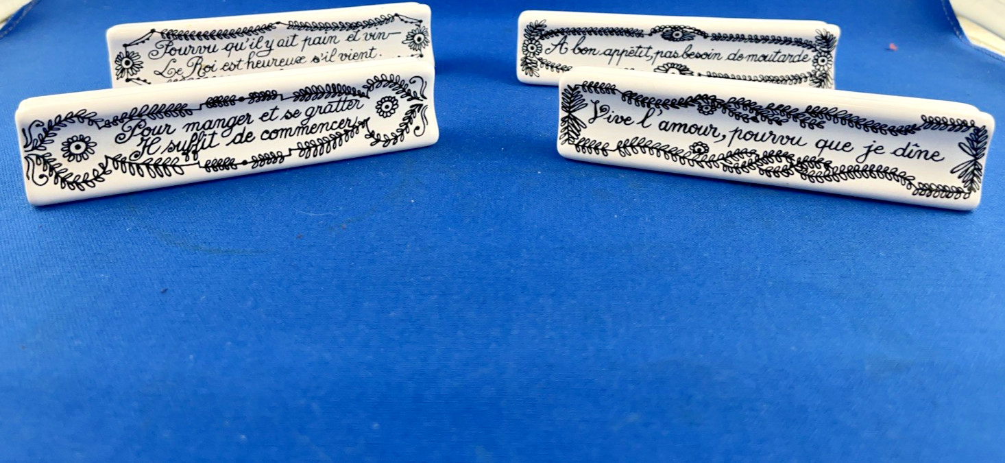 ESTELLO UTENSIL KNIFE RESTS Cooking Quotes Made in FRANCE Lot of 4