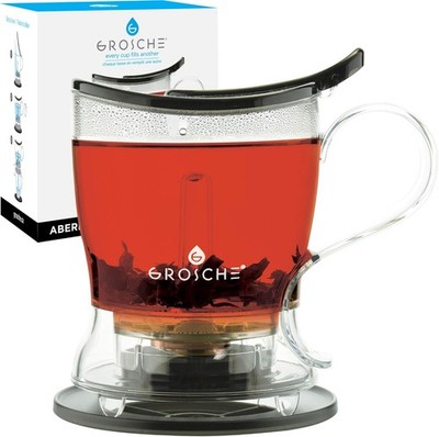 GROSCHE Tea Infuser Teapot 17.7oz Black BPA Free