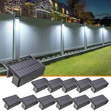Solar Deck Lights Outdoor Fence Lights Step Lights, 12pack Warm White&Cool Wh...