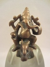 SRI GANESHA DEITY BRONZE GANAPATI SKULPTUR FIGUR VIER ARME ALT ANTIK ANTIQUITÄT